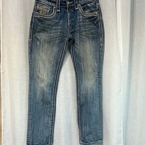 Rock Revival Men's Faded Blue Straight Jeans